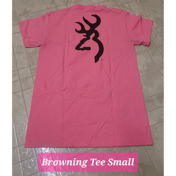 Browning Pink T-Shirt Short Sleeve Deer Logo Women's Small Top - Picture 1 of 1